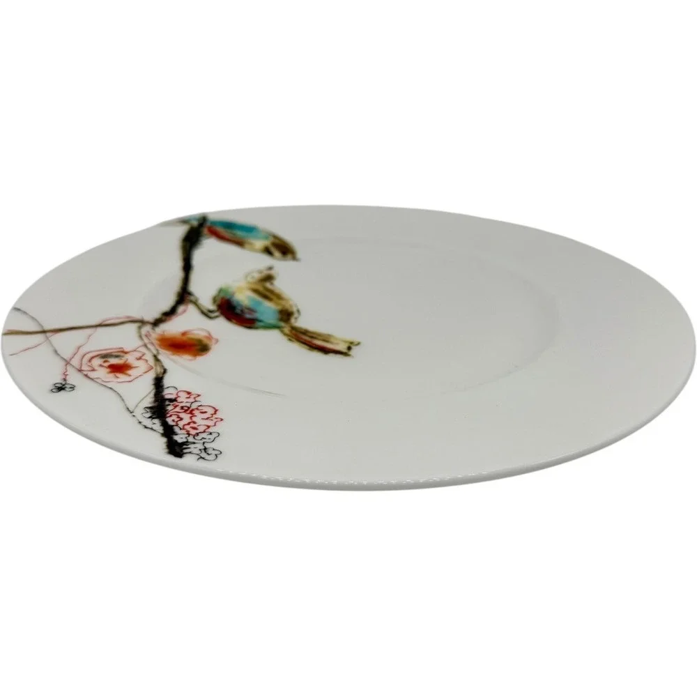 Lenox Chirp Accent Plate 9 Inch‎ Fine Bone China Bird Floral White